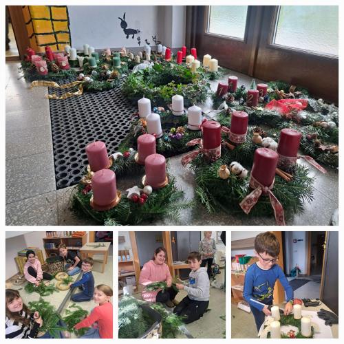 Kinder und Adventskränze 2